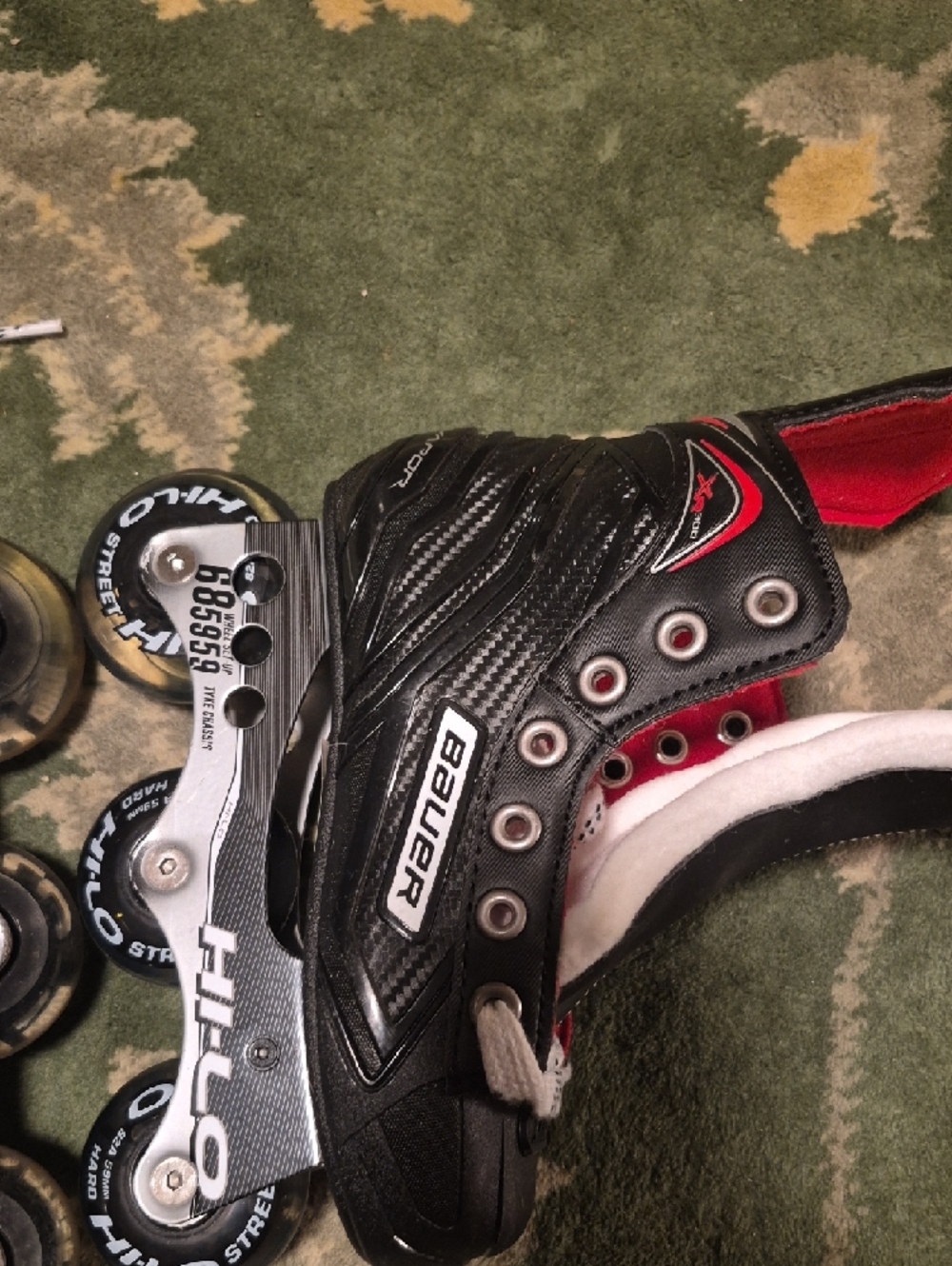 Bauer Kids Red and Black Lace-Up Roller Skate Boots - Picture 10 of 11